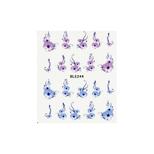 One Stroke Decal - Blumen blau & violett- (BLE244)