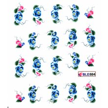 One Stroke Decal - blau/rosé Blume (BLE684)