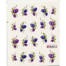 Decal - Blumen violett/lila & Blätter (BLE613)