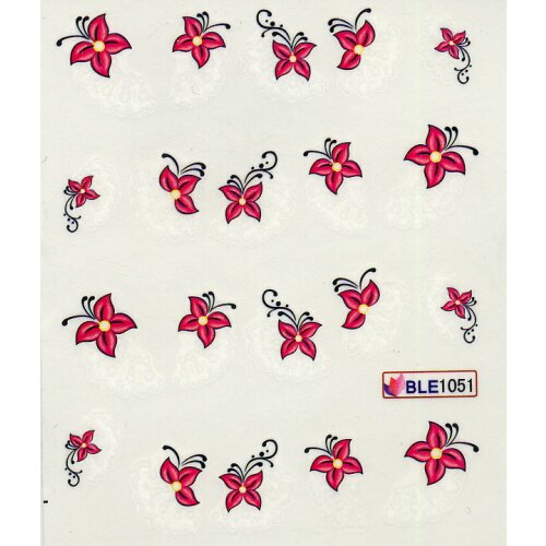Decal - Blumen, pink & Schnörkel(BLE1051/1045)