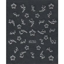 X Mas Sticker - Sterne, silber (SV30)