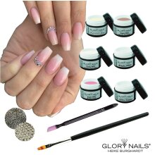 Babyboomer gel set with brush ( 6 x 5 ml ) UV gels - gel nails - studio quality - ombre - light color - economy set