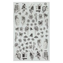 Nail Art Sticker - Black & White Motiv 05