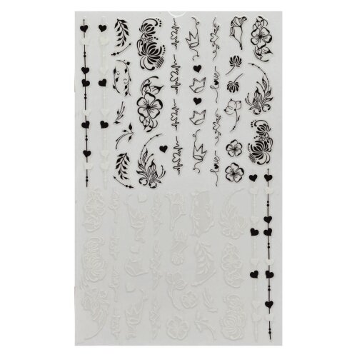 Nail Art Sticker - Black & White F872