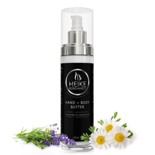 Hand & Body Butter - lavender & chamomile - 400ml - feuchtigkeitsspendende - nichtfettende Körperbutter für Hände, Körper und Füße