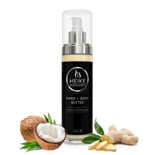 Hand & Body Butter - coconut & white ginger - 400ml - feuchtigkeitsspendende - nichtfettende Körperbutter für Hände, Körper und Füße