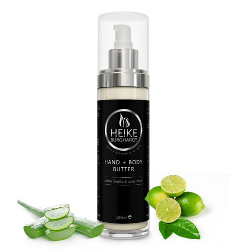Hand & Body Butter - white limetta & aloe vera - 400ml - feuchtigkeitsspendende - nichtfettende Körperbutter für Hände, Körper und Füße